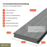 Co-extrudierte WPC Massivdiele Grau 20 × 150 mm mit 1,5 mm Schutzummantelung