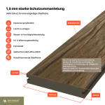Co-extrudierte WPC Massivdiele Hellbraun 20 × 150 mm mit 1,5 mm Schutzummantelung