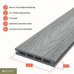 WPC Hohlkammerdiele Grau 24 × 146 mm – Holzoptik, rutschhemmend und barfußfreundlich