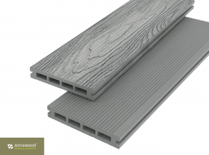 WPC Terrassendiele Grau 24 × 146 mm – beidseitige Hohlkammerdiele