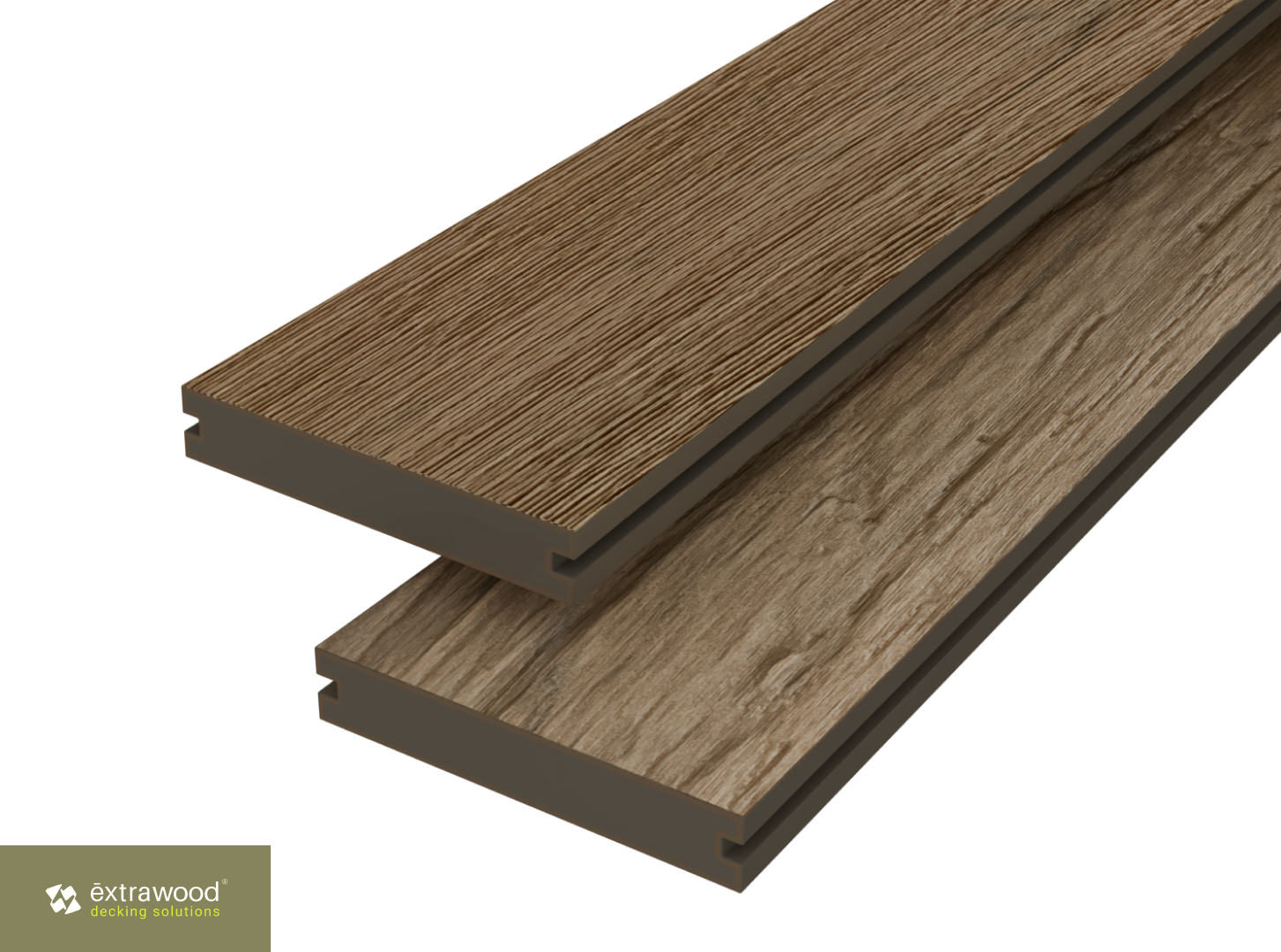 Co-extrudierte WPC Terrassendielen Hellbraun massiv 20 × 150 mm – beidseitiges Profil