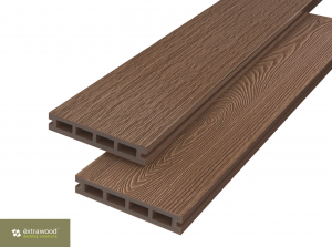 Co-extrudierte WPC Terrassendielen Hellbraun 23 × 146 mm – beidseitiges Hohlkammerprofil