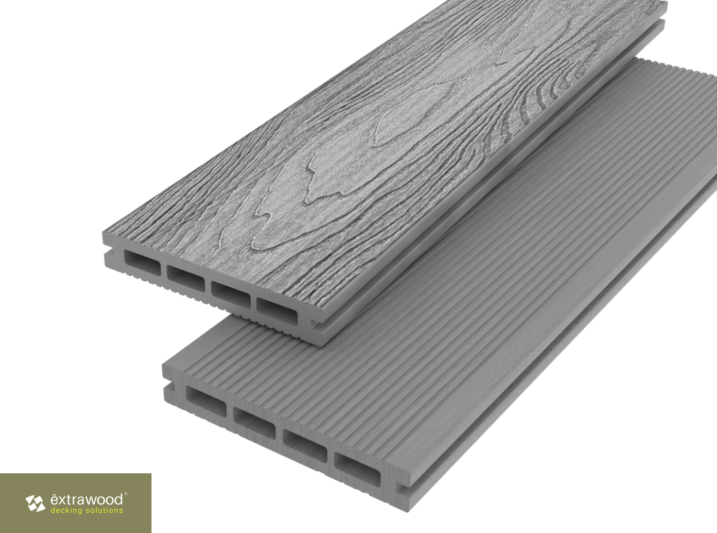 WPC Terrassendiele Grau 24 × 146 mm – beidseitige Hohlkammerdiele
