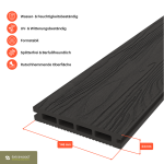 WPC Hohlkammerdiele Anthrazitbraun24 × 146 mm – Holzoptik, rutschhemmend und barfußfreundlich