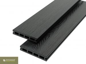 Co-extrudierte WPC Terrassendielen Anthrazit 23 × 146 mm – beidseitiges Hohlkammerprofil