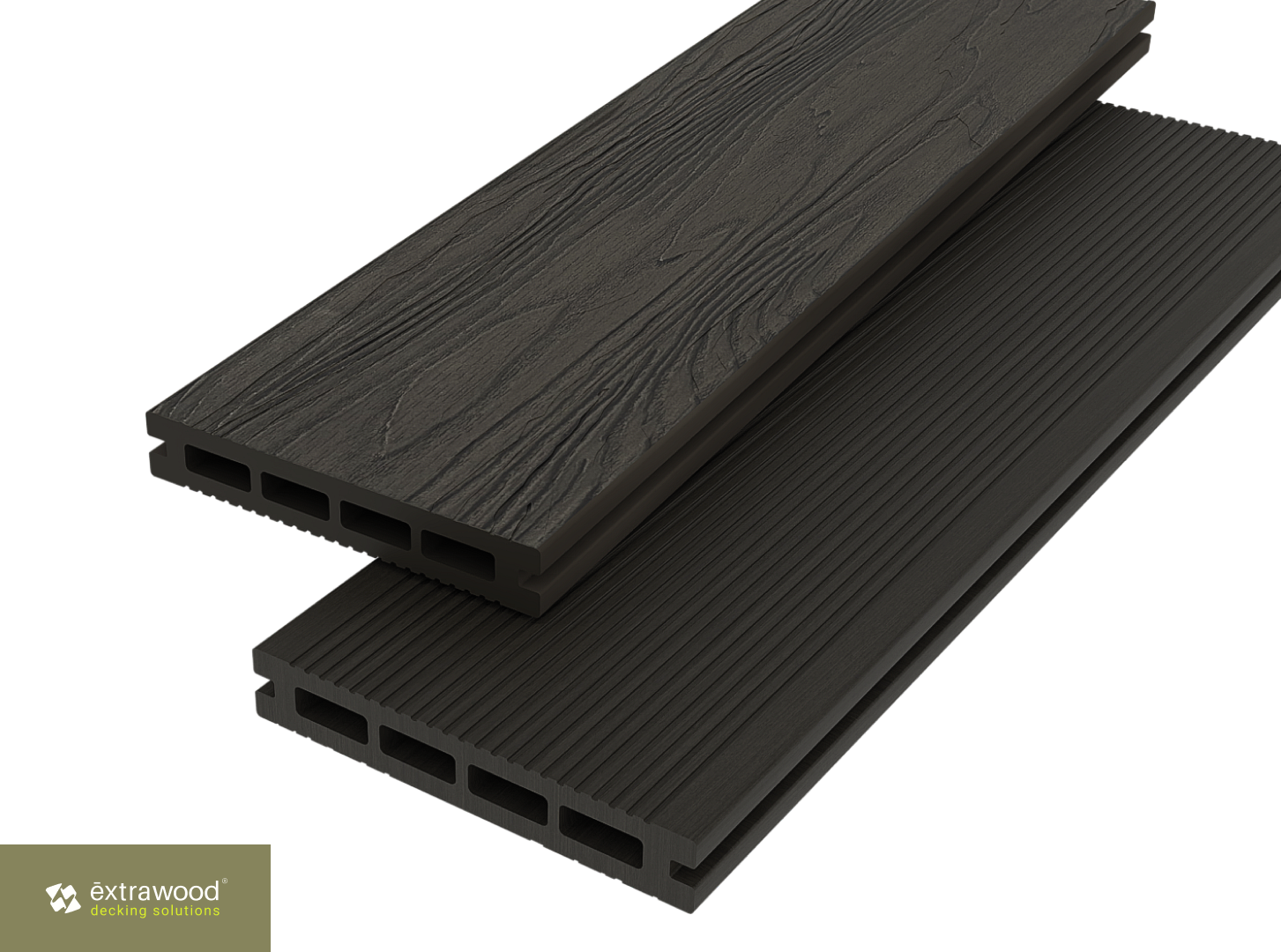 WPC Terrassendiele Anthrazitbraun 24 × 146 mm – beidseitige Hohlkammerdiele