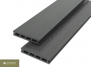 Co-extrudierte WPC Terrassendielen Grau 23 × 146 mm – beidseitiges Hohlkammerprofil